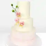 los angeles wedding cakes with orchids 3 tier by Lezat Cakes