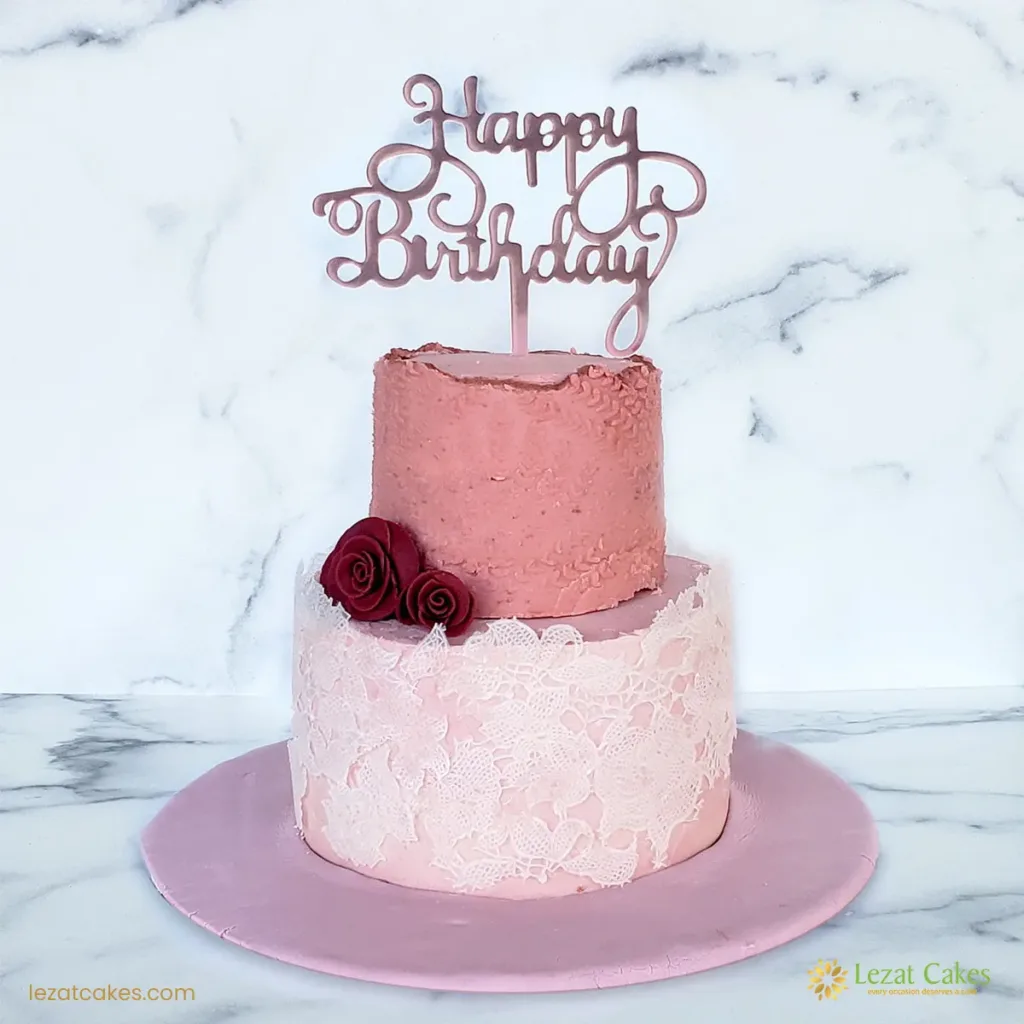 Birthday Cake pink 2 tier