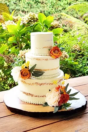 wedding cakes 3 tier fall garden by Lezat Cakes